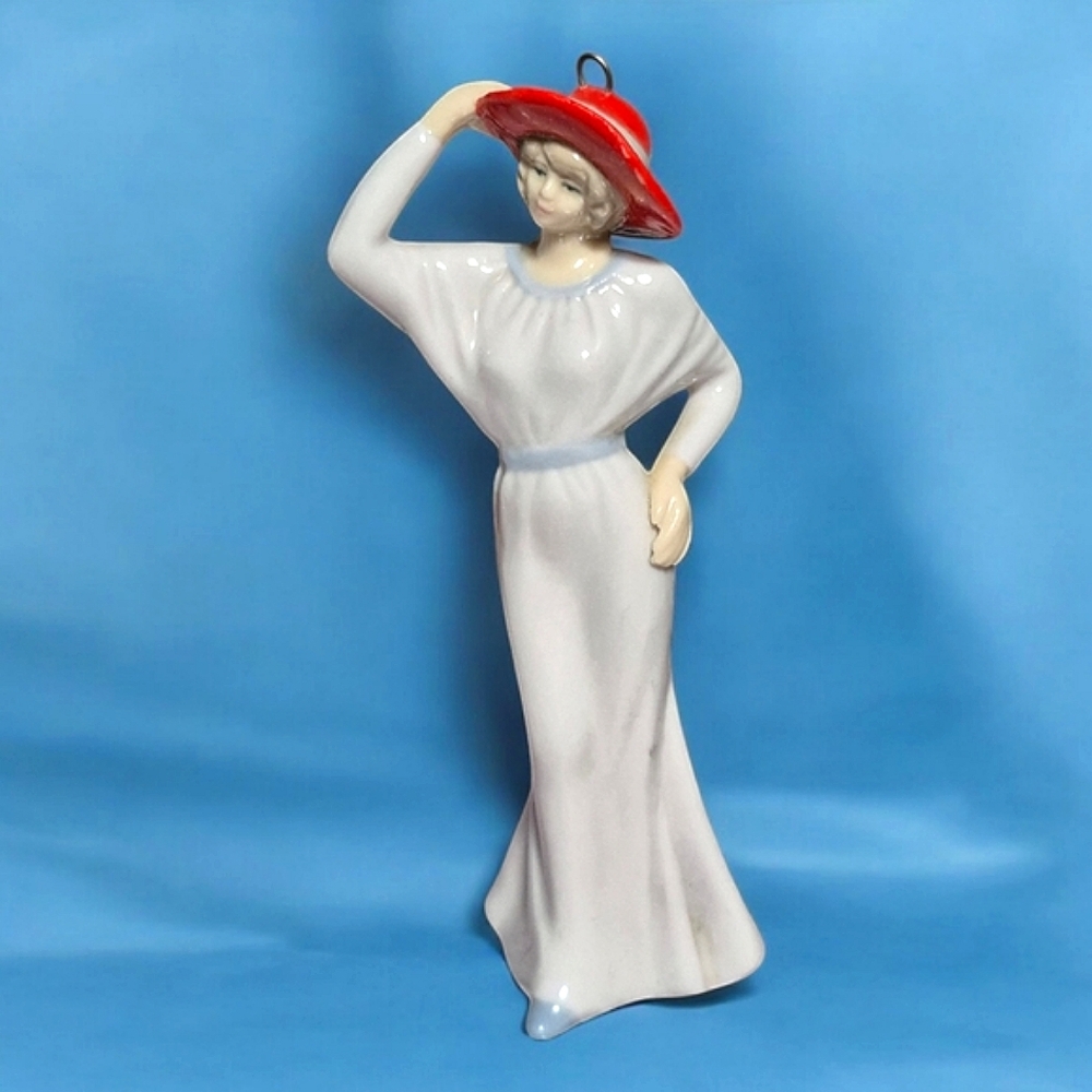 Vintage Red Hat Lady Christmas ornament Cobble Creek porcelain